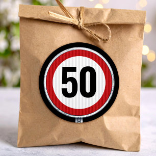 50e verjaardag Snelheidslimiet bord - ELKE LEEFTIJ Ronde Sticker