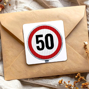 50e verjaardag Snelheidslimiet bord - ELKE LEEFTIJ Vierkante Sticker
