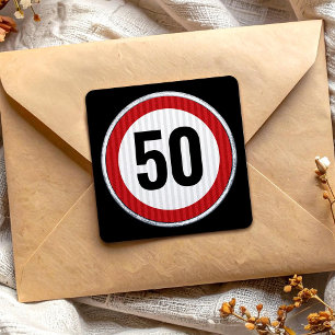 50e verjaardag Snelheidslimiet bord - ELKE LEEFTIJ Vierkante Sticker