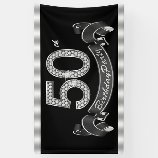 50e verjaardag spandoek (Verticaal)