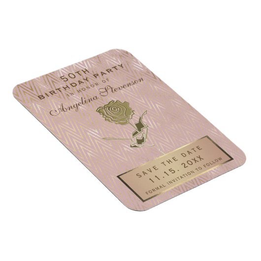 50e verjaardag Sparen de Datum Roos Gold Flower Magneet (Rechterzijde)