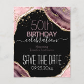 50e verjaardag Sparen de Datum roze Agate Begrotin (Voorkant)