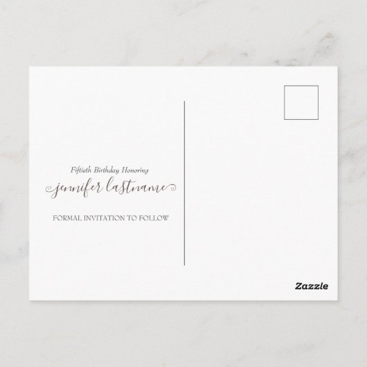 50e verjaardag Sparen de Uitnodiging van de Datum (Achterkant)