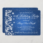 50e verjaardag Sparkle 2 Blue Kaart (Voorkant / Achterkant)