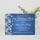 50e verjaardag Sparkle 2 Blue Kaart (Staand voorkant)