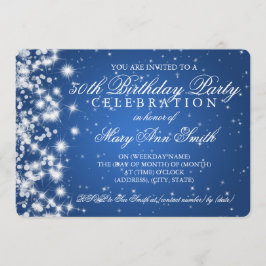 50e verjaardag Sparkle 2 Blue Kaart