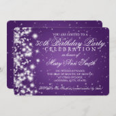 50e verjaardag Sparkle 2 Paars Kaart (Voorkant / Achterkant)