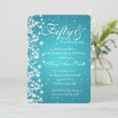50e verjaardag Sparkle Turquoise Kaart (Staand voorkant)