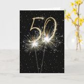 50e verjaardag Sparkler Kaart (Gele Bloem)
