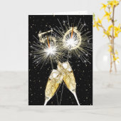 50e verjaardag Sparklers en Champagne Toast Kaart (Gele Bloem)