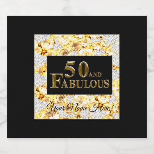 50e verjaardag sparkling wijnetiket (Enkel label)