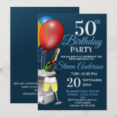 50e verjaardag Sparkling Wine Party Kaart (Voorkant / Achterkant)