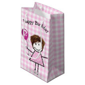 50e verjaardag Staartmeisje met roze ballon Klein Cadeauzakje (Voorkant Gekanteld)