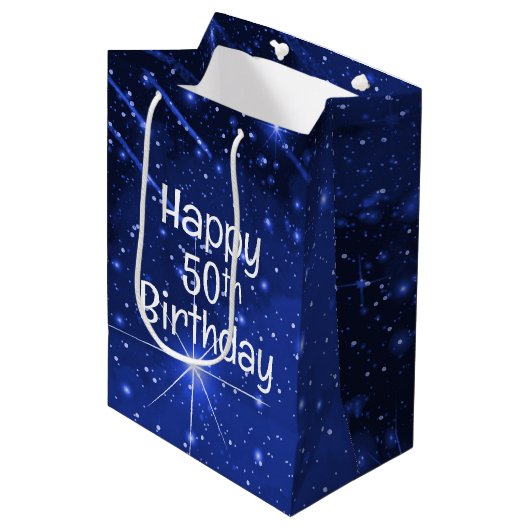 50e verjaardag Star Galaxy Medium Cadeauzakje (Voorkant Gekanteld)