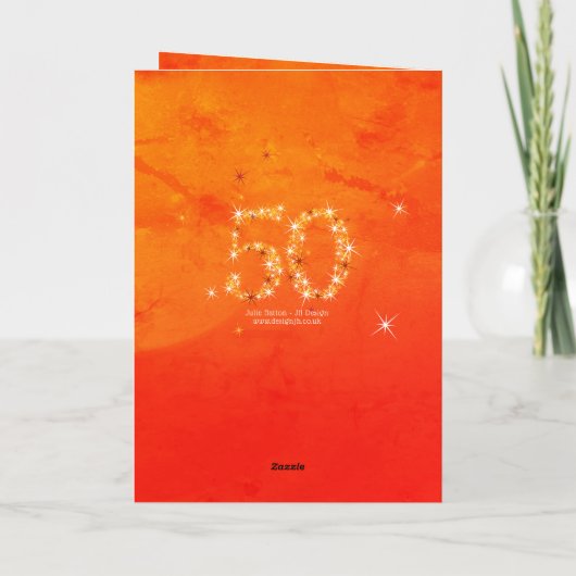 50e verjaardag - Star Number Red Oranje Glow Age 5 Kaart (Achterkant)