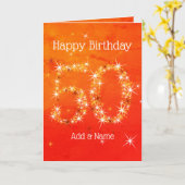 50e verjaardag - Star Number Red Oranje Glow Age 5 Kaart (Gele Bloem)
