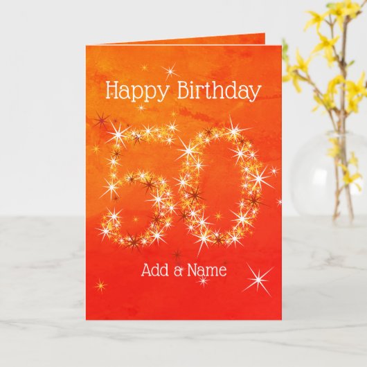 50e verjaardag - Star Number Red Oranje Glow Age 5 Kaart (Gele Bloem)
