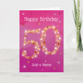 50e verjaardag - Star-nummer - Roze - 50 jaar oud Kaart (Voorkant)
