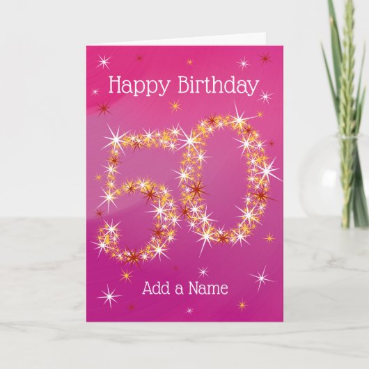 50e verjaardag - Star-nummer - Roze - 50 jaar oud Kaart (Voorkant)