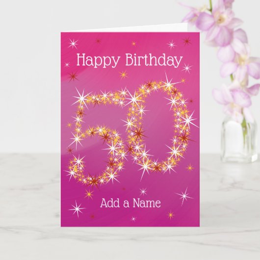 50e verjaardag - Star-nummer - Roze - 50 jaar oud Kaart (Orchidee)