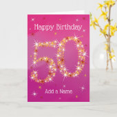 50e verjaardag - Star-nummer - Roze - 50 jaar oud Kaart (Gele Bloem)