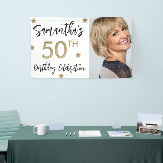 50e verjaardag sterren Foto Gold Party banner (Beurs)