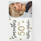 50e verjaardag sterren Foto Gold Party banner (Verticaal)
