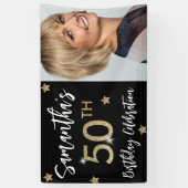 50e verjaardag sterren Foto Gold Party banner (Verticaal)