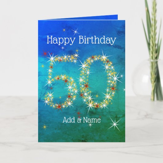 50e verjaardag - Sterrennummers - Blauw groen - Le Kaart (Voorkant)