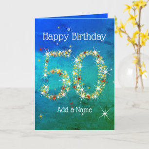 50e verjaardag - Sterrennummers - Blauw groen - Le Kaart
