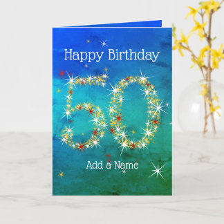 50e verjaardag - Sterrennummers - Blauw groen - Le Kaart