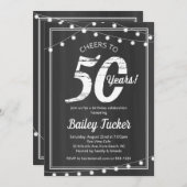 50e verjaardag String Lights op schoolbord Kaart (Voorkant / Achterkant)