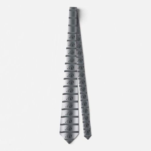 50e verjaardag Stropdas zwart, zilver en wit (Voorkant)