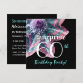 50e verjaardag SURPRISE Party Blue Pink Flower F63 Kaart (Voorkant / Achterkant)