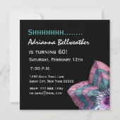 50e verjaardag SURPRISE Party Blue Pink Flower F63 Kaart (Achterkant)