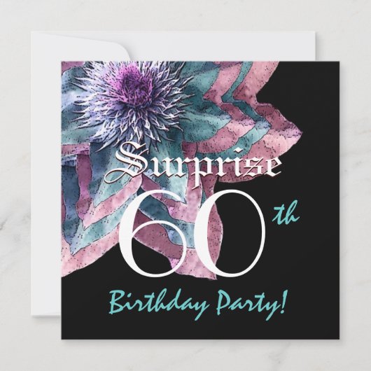 50e verjaardag SURPRISE Party Blue Pink Flower F63 Kaart (Voorkant)