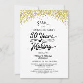 50e verjaardag Surprise Party Gouden Confetti Kaart (Voorkant)
