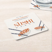 50e verjaardag Sushi Party Eenvoudige Retro Kartonnen Onderzetters (Schuin)