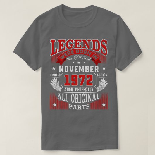 50e verjaardag T-shirt Legends geboren in november (Design voorkant)