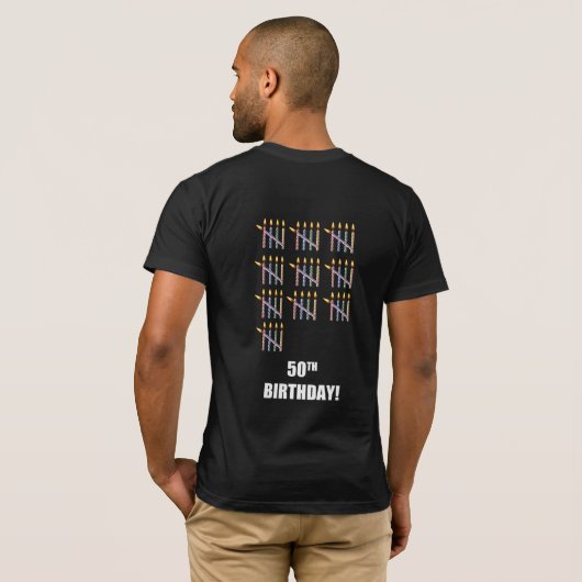 50e verjaardag T-shirt met kaarsen (Achterkant volledig)