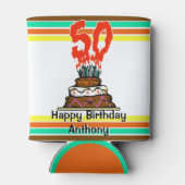 50e verjaardag taart mijlpaal gepersonaliseerd blikjeskoeler (Achterkant)