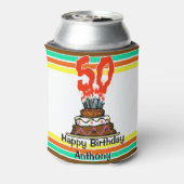 50e verjaardag taart mijlpaal gepersonaliseerd blikjeskoeler (Blikje Achterkant)