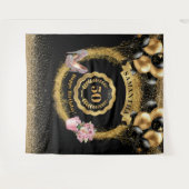 50e Verjaardag Tapestry Gouden Glitter Roze Hoge H Wandkleed (Voorkant (horizontaal))