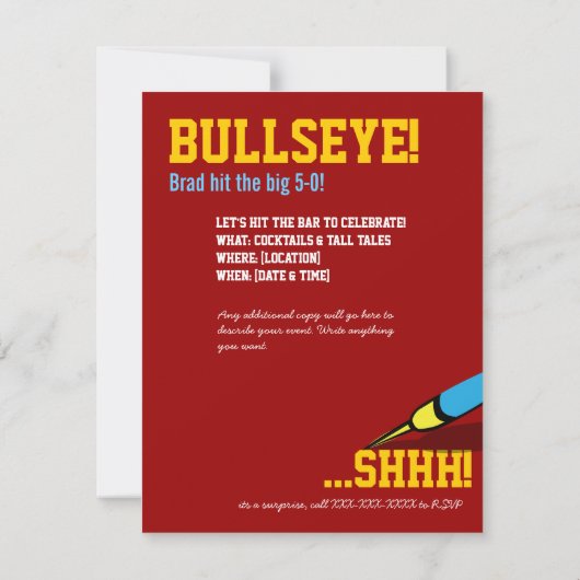 50e verjaardag - Target Bullseye Uitnodiging (Achterkant)