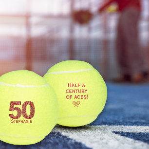 50e verjaardag tennisbal luipaard nummer 50 cadeau tennisballen