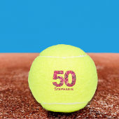 50e verjaardag tennisbal roze nummer 50 jaar cadea tennisballen