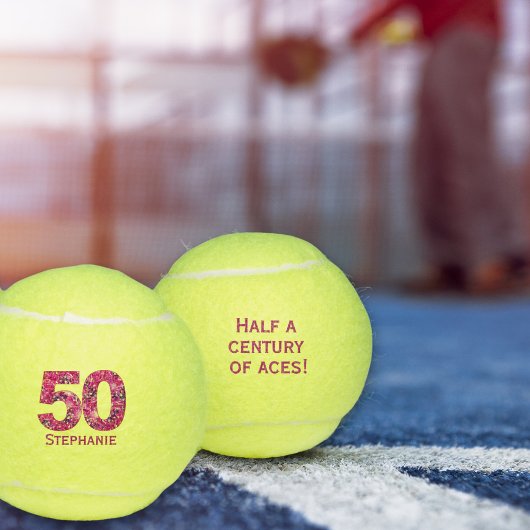 50e verjaardag tennisbal roze nummer 50 jaar cadea tennisballen