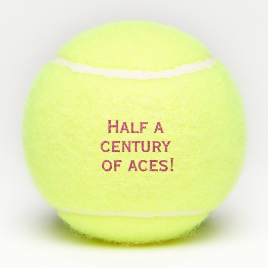 50e verjaardag tennisbal roze nummer 50 jaar cadea tennisballen (Achterkant)