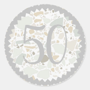 50e verjaardag Terrazzo Texture - aangepast Ronde Sticker