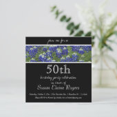 50e verjaardag Texas Bluebonnets Floral Invitation Kaart (Staand voorkant)
